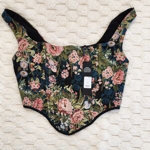 Fashion Nova Floral Tapestry Corset Top Size S Cottagecore Vintage Style